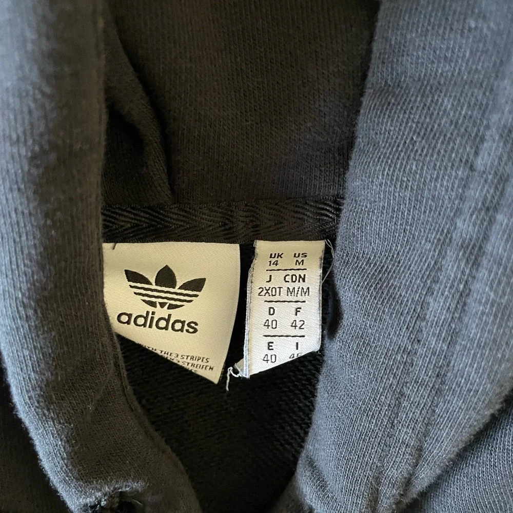Adidas Oversized Logo Drawstring Black Hoodie - Picture 5 of 5